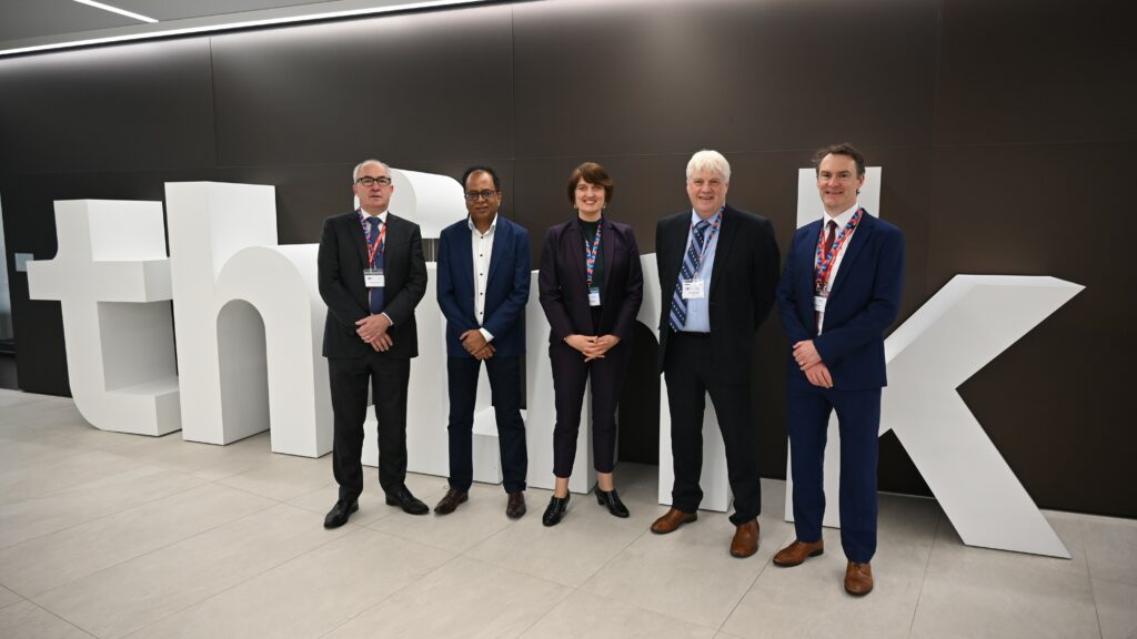 A photo of event speakers Mark Thomson, Sreeram Visvanathan, Kate Royse, Peter Waggett and David Bunton