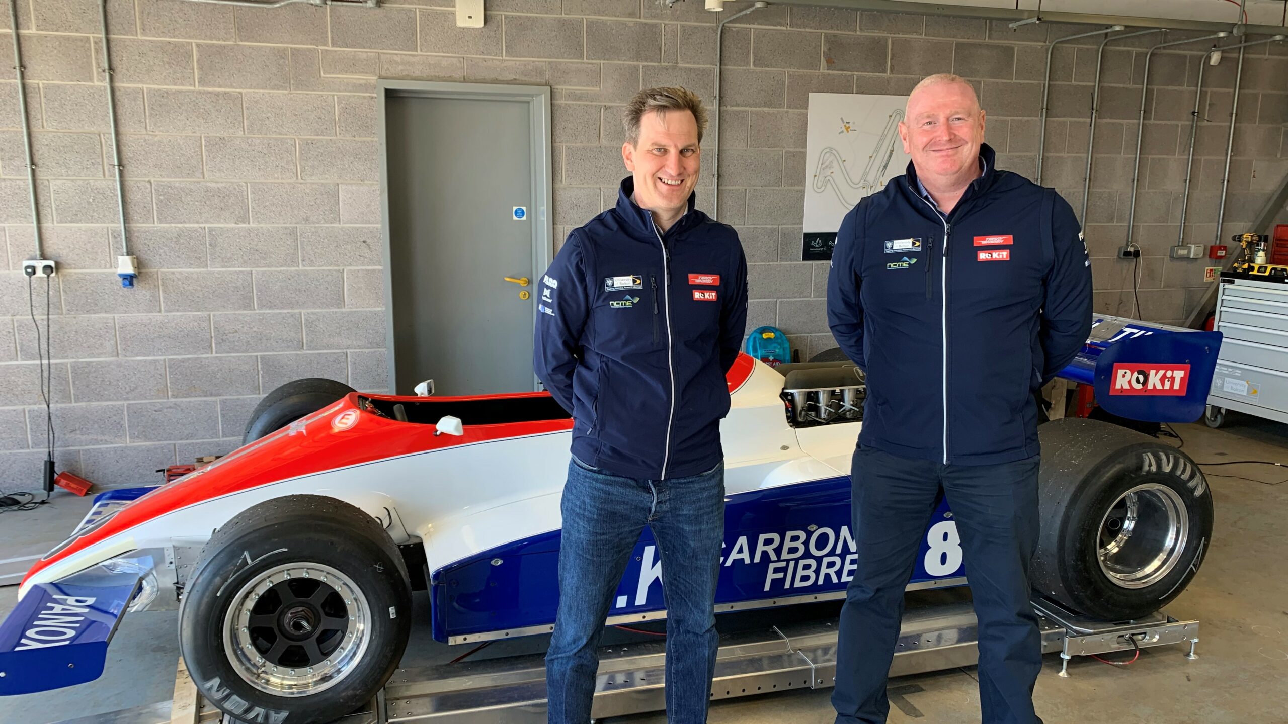 STFC Hartree Centre’s Michael Gleaves and Simeon Clow ​pictured with the Ensign N180B.